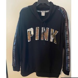 Pink sequin cowl neck